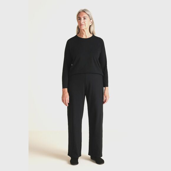 EILEEN FISHER Black Viscose Straight Leg Pants Trousers Women's Sz Small Petite - Picture 1 of 8